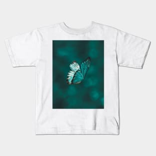 Blue and Black Butterfly Kids T-Shirt